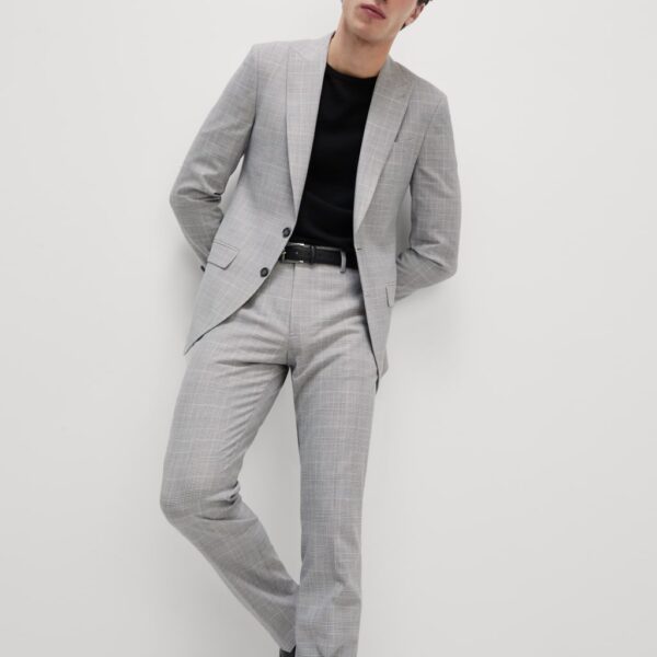 M&S Collection Men's Slim Fit Prince of Wales Check Suit Jacket - 40REG - Light Grey, Light Grey