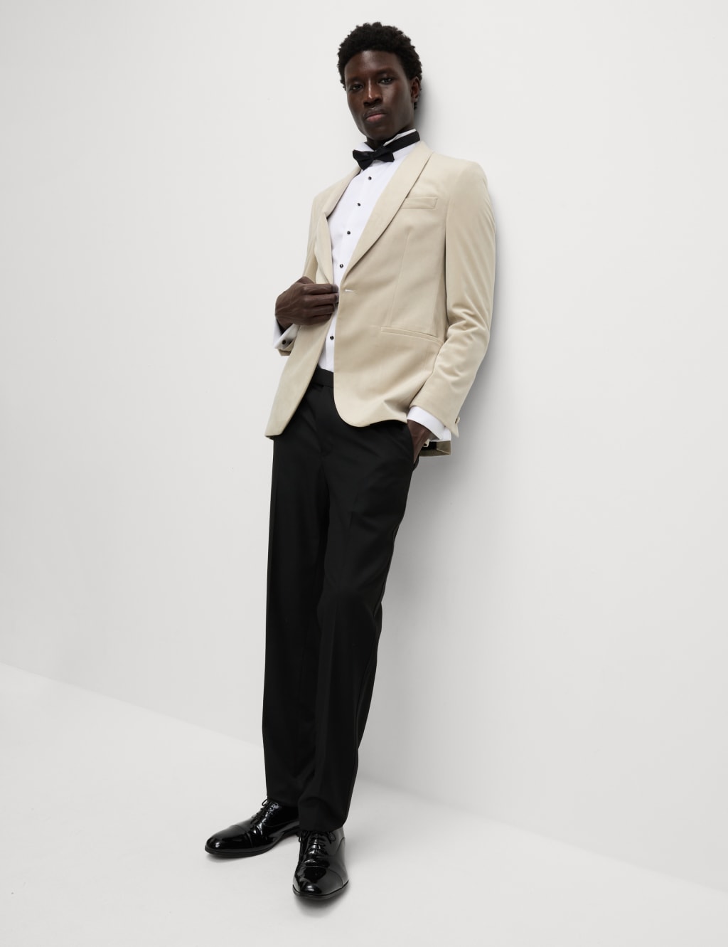 M&S Collection Men's Slim Fit Velvet Jacket - 40REG - Neutral, Neutral