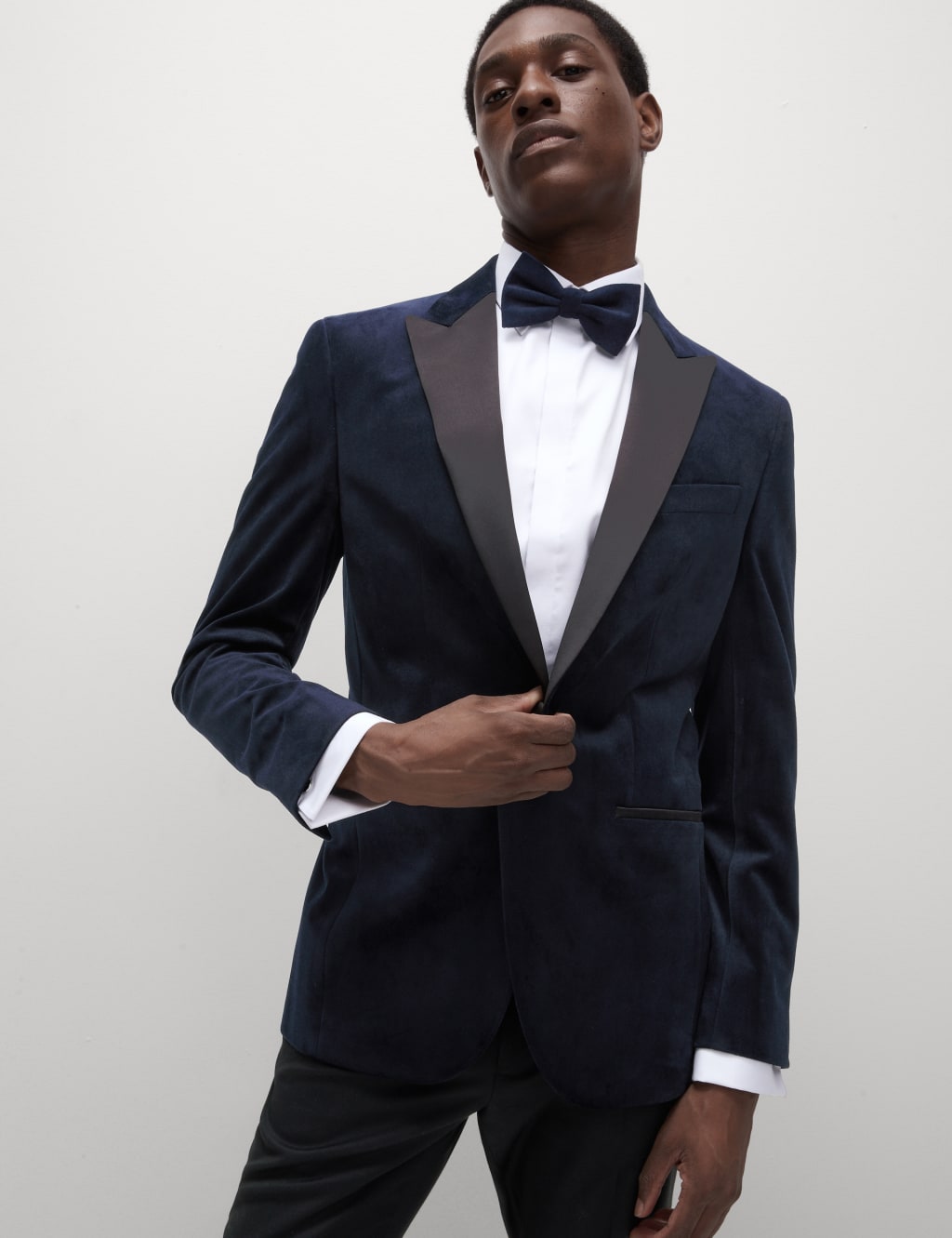 M&S Collection Men's Slim Fit Velvet Tuxedo Jacket - 38SHT - Dark Navy, Black,Dark Navy