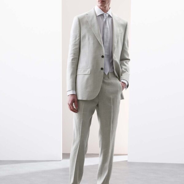 Autograph Men's Tailored Fit Italian Performance Linen Blend Suit Trousers - 34REG - Light Grey, Light Grey