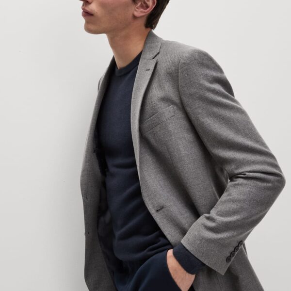 M&S Collection Men's Textured Blazer - 40REG - Grey, Navy,Grey