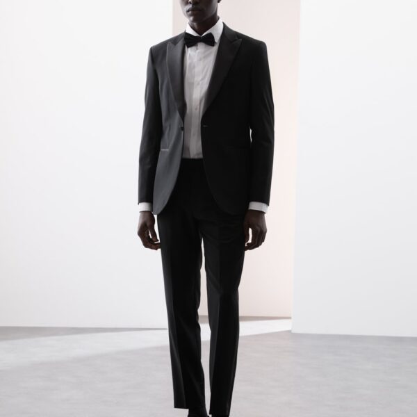 Autograph Men's Tailored Fit Wool Blend Tuxedo Trousers - 34REG - Black, Black