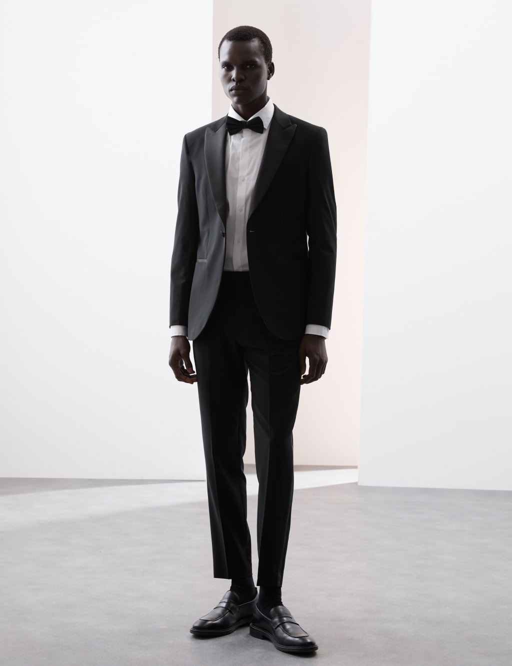 Autograph Men's Tailored Fit Wool Blend Tuxedo Trousers - 34REG - Black, Black