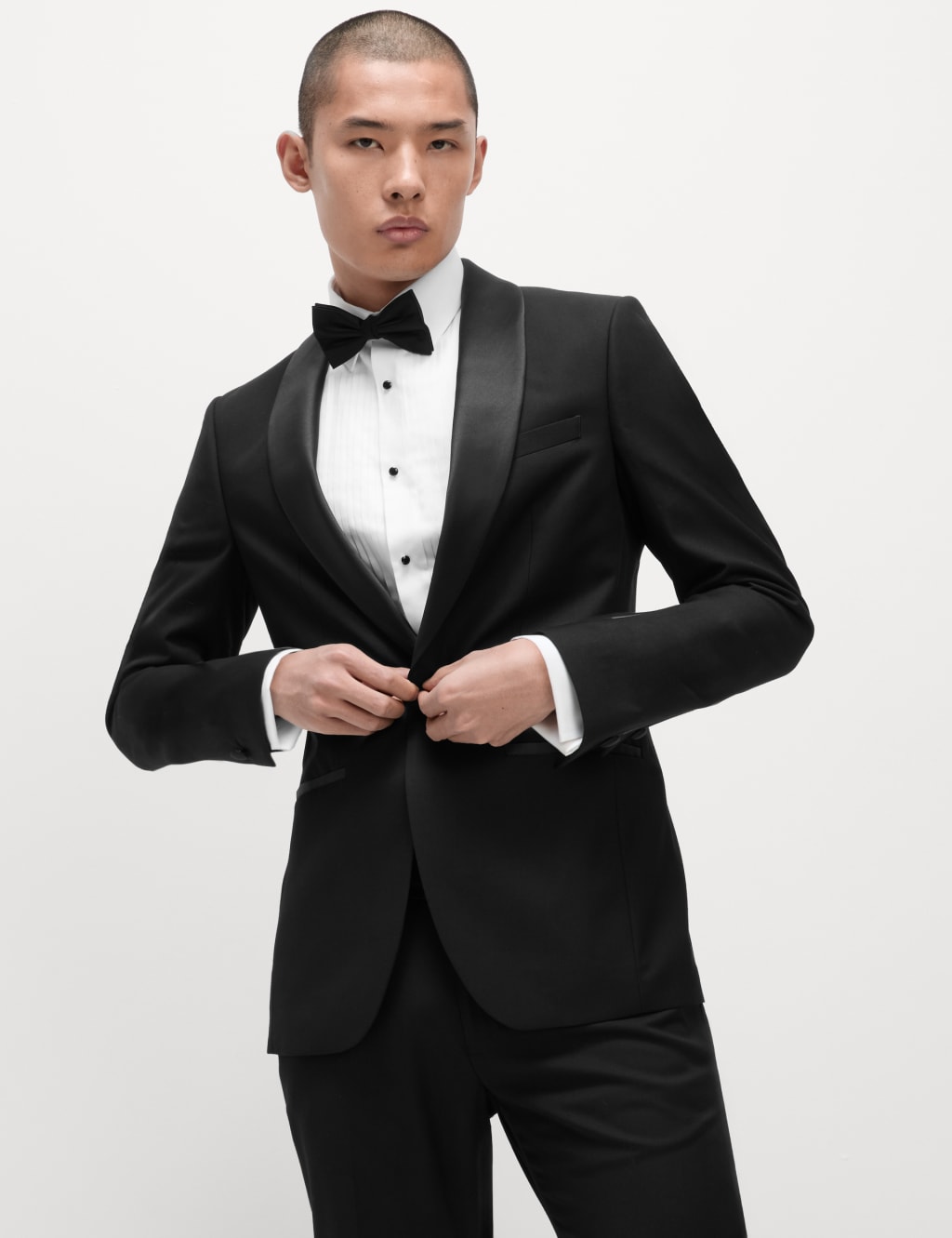 M&S Collection Men's Slim Fit Shawl Collar Stretch Tuxedo Jacket - 40REG - Black, Black