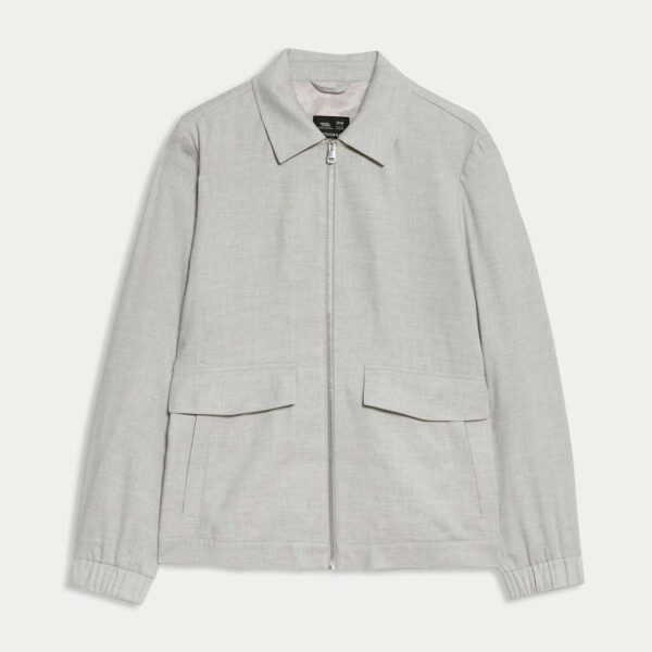 Autograph Men's Italian Linen Miracle™ Bomber Jacket - Light Grey, Navy Mix,Light Grey