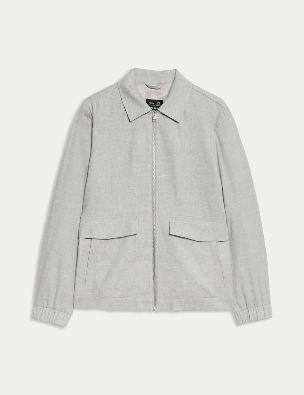 Autograph Men's Italian Linen Miracle™ Bomber Jacket - Light Grey, Navy Mix,Light Grey