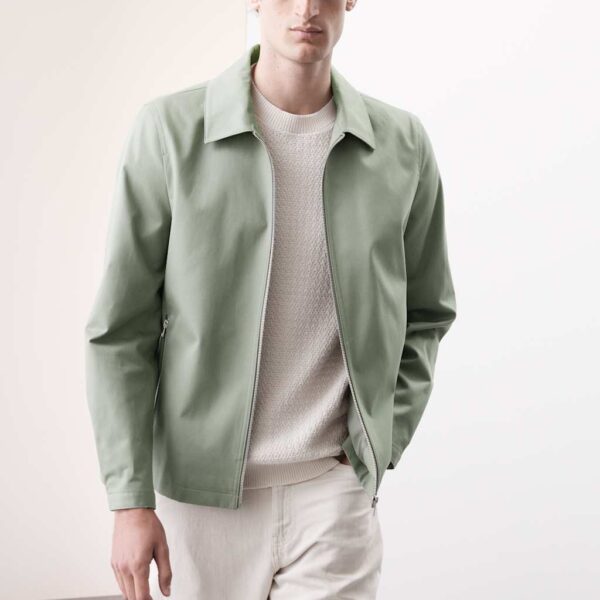 Autograph Men's Pure Cotton Harrington Jacket - S - Smokey Green, Dark Navy,Smokey Green