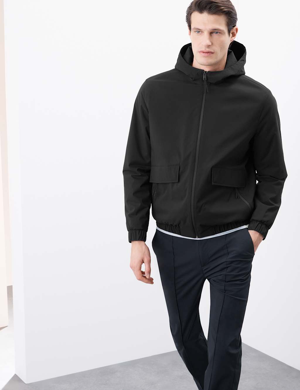 Autograph Men's Padded Hooded Bomber Jacket - L - Black, Black