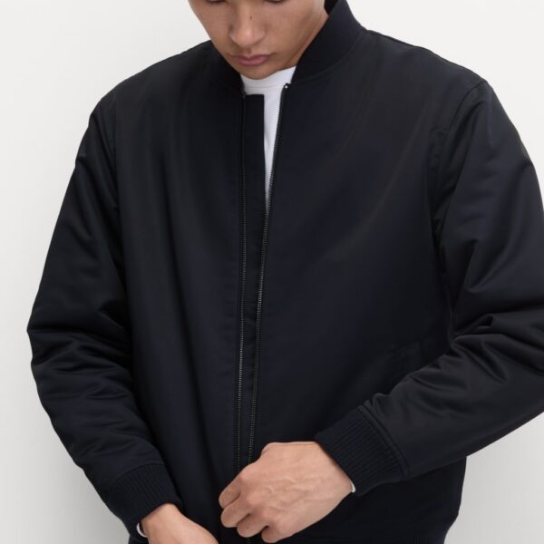M&S Collection Men's Satin Bomber Jacket - MREG - Navy, Navy,Black