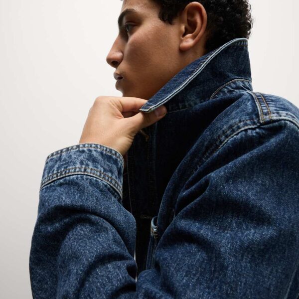 M&S Collection Men's Denim Jacket - L - Mid Blue, Mid Blue,Ecru