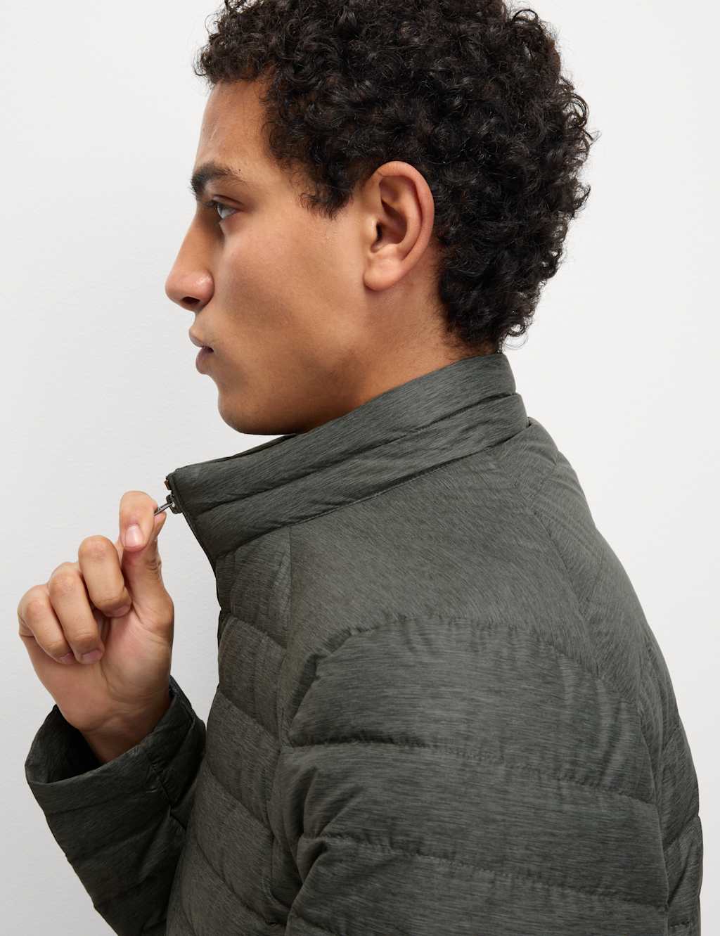 M&S Collection Men's Lightweight Feather & Down Puffer Jacket with Stormwear™ - XXXLREG - Grey Marl, Navy,Grey Marl