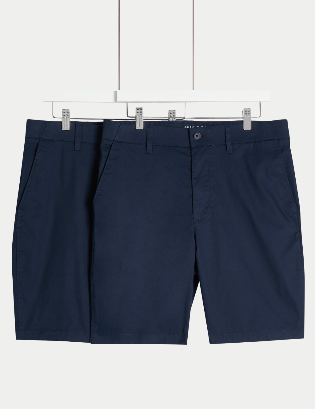 Autograph Men's 2 Pack Regular Fit Lightweight Chino Shorts - 32MID - Navy, Sand,Navy