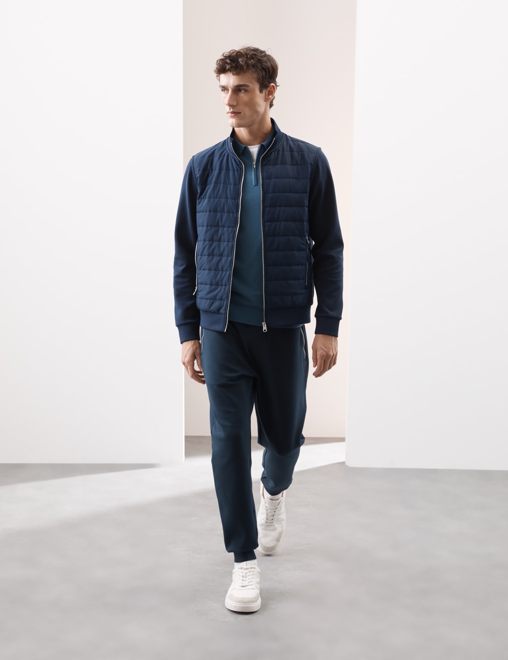 Autograph Men's Cotton Rich Zip Up Quilted Jacket - SREG - Dark Navy, Dark Navy,Stone,Black,Smokey Green,Grey Marl