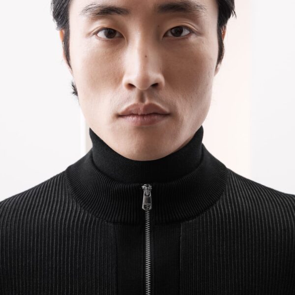 Autograph Men's Mercerised Cotton Ribbed Knitted Jacket - LREG - Black, Light Natural,Black