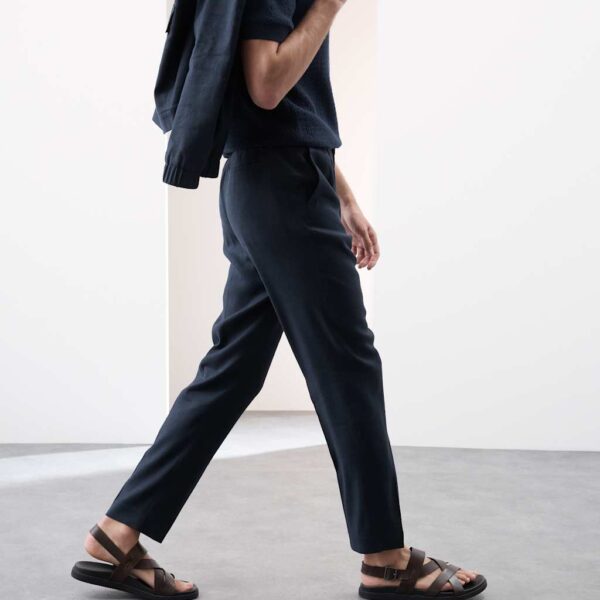 Autograph Men's Tapered Fit Italian Linen Blend Elasticated Trousers - MSHT - Navy, Navy,Dove