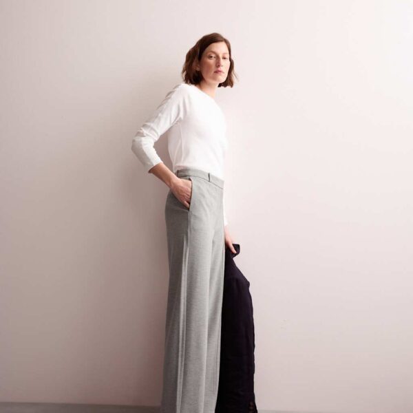 Jaeger Women's Jersey Wide Leg Trousers - 16 - Grey, Black,Grey