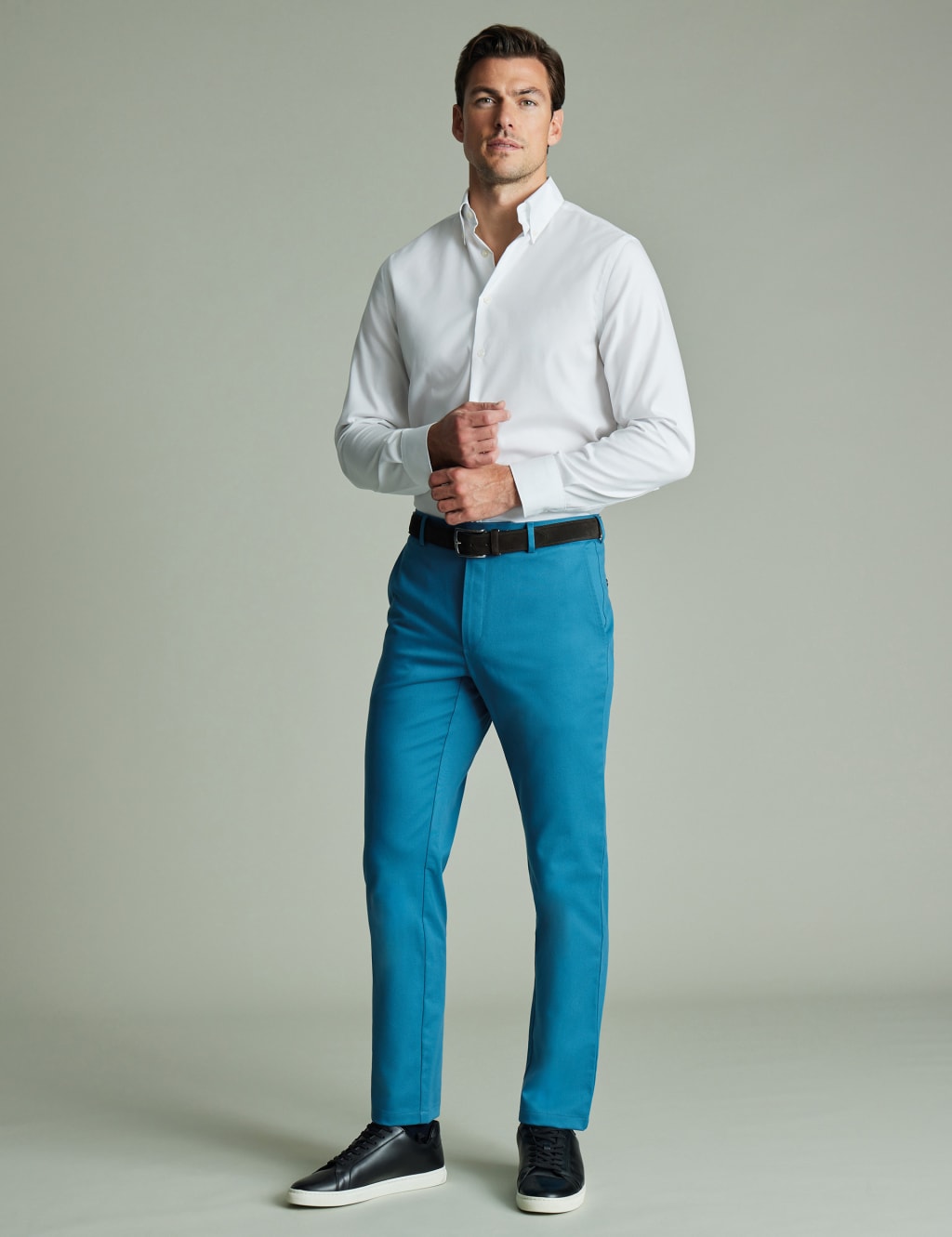 Charles Tyrwhitt Men's Slim Fit Non Iron Stretch Chinos - 3432 - Dark Blue, Light Blue,Blue,Green,Dark Blue,Rust