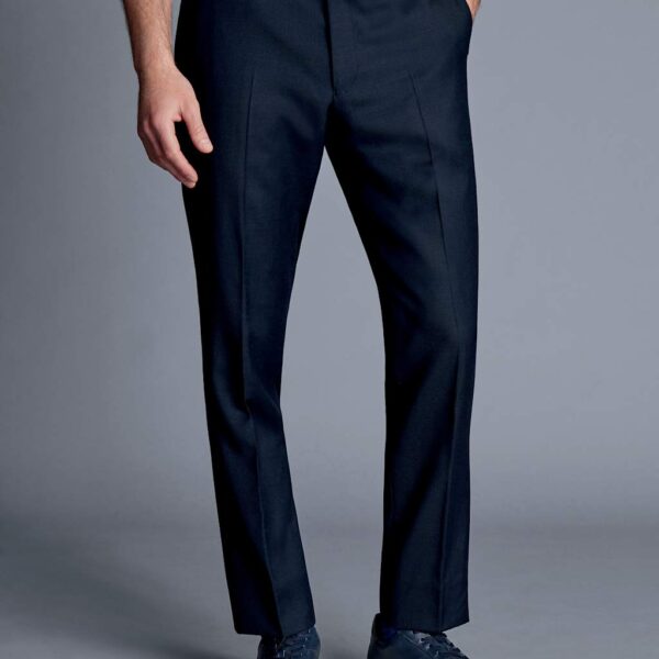 Charles Tyrwhitt Men's Regular Fit Pure Wool Suit Trousers - 3432 - Navy, Black,Navy