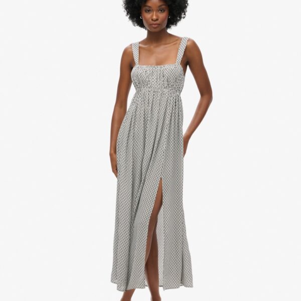 Superdry Women's Printed Square Neck Maxi Smock Dress - 12 - White, White