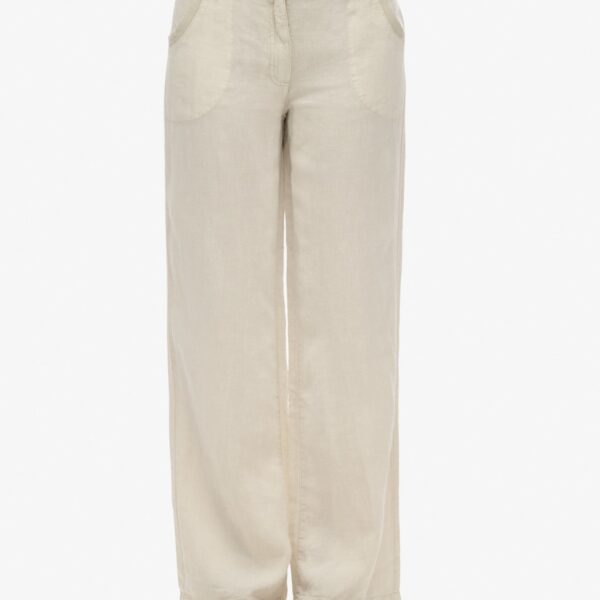 Superdry Women's Pure Linen Wide Leg Trousers - 12 - Beige, Beige,Navy,Khaki,Black