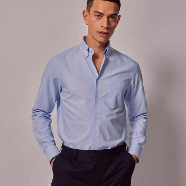 Hawes & Curtis Men's Pure Cotton Oxford Shirt - M - Light Blue, Light Blue,Pink