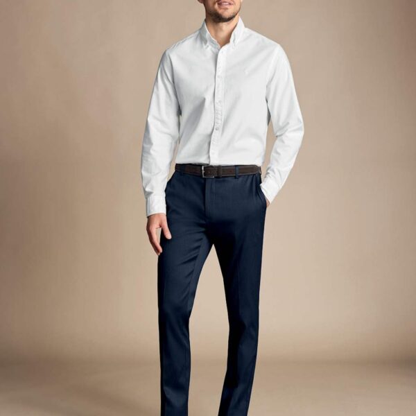 Charles Tyrwhitt Men's Slim Fit Cotton Rich Textured Trousers - 3632 - Blue Denim, Blue Denim