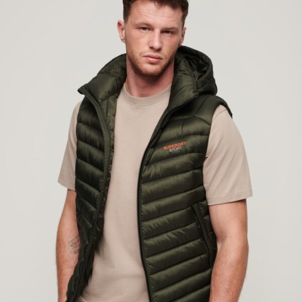 Superdry Men's Hooded Padded Gilet - S - Green, Green