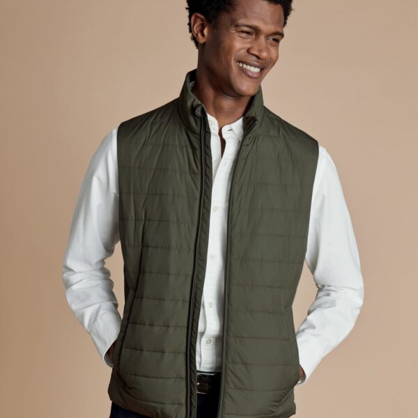 Charles Tyrwhitt Men's Quilted Lightweight Gilet - M - Olive, Navy,Olive