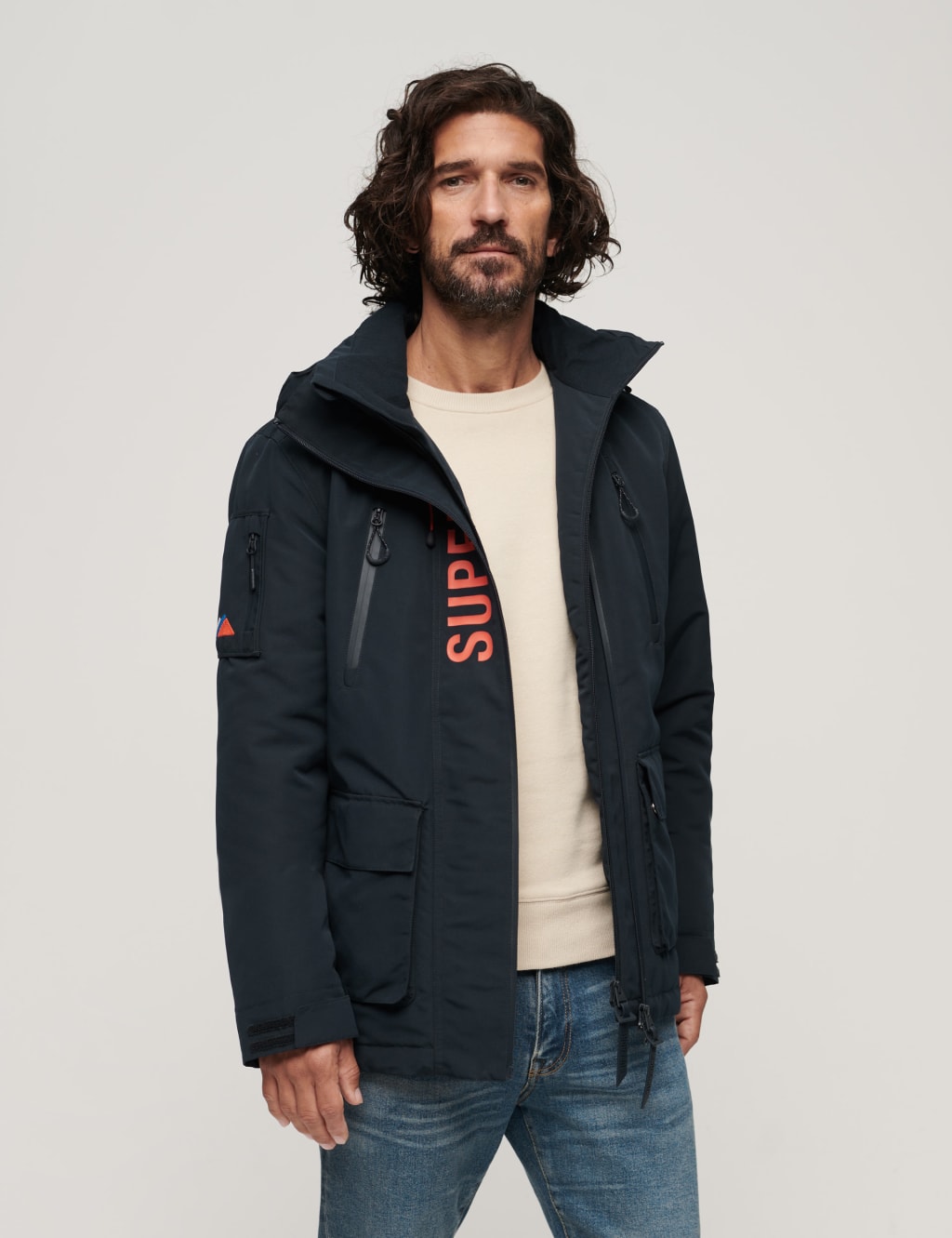 Superdry Men's Hooded Utility Windbreaker Jacket - XXXL - Navy, Navy