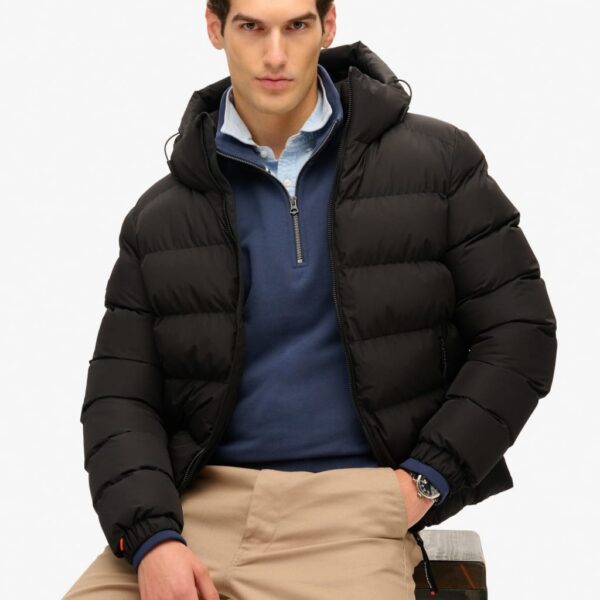 Superdry Men's Hooded Puffer Jacket - M - Black, Black,Beige,Navy,Khaki