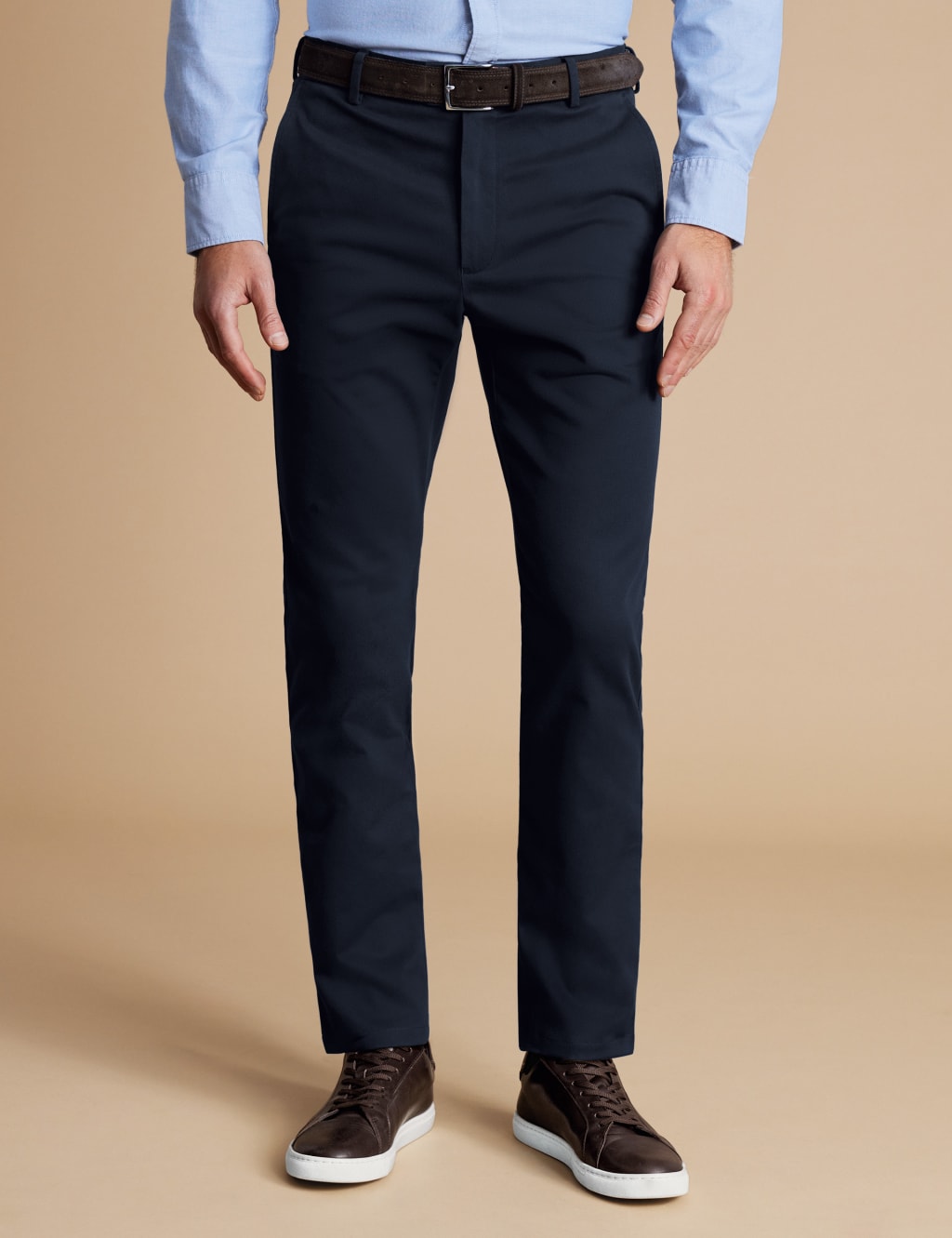 Charles Tyrwhitt Men's Extra Slim Fit Pure Cotton Non-Iron Chinos - 3230 - Navy, Black,Dark Grey,Navy,Khaki,Stone,Tan