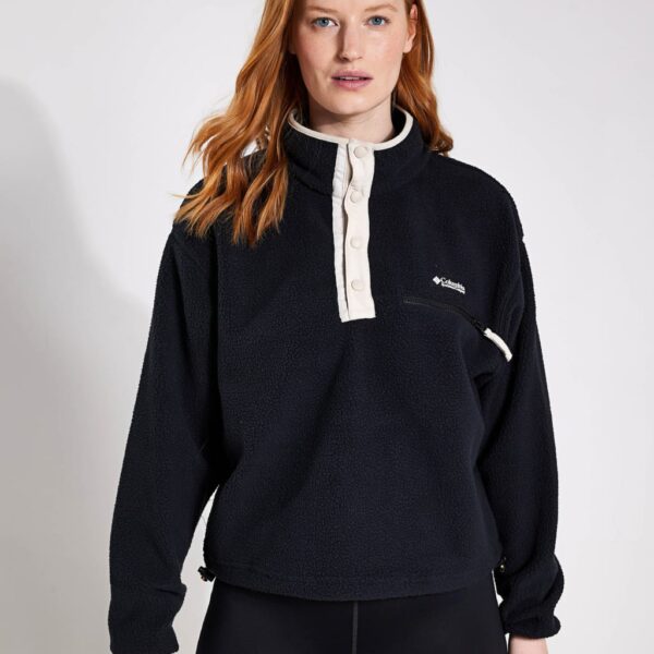 Columbia Women's Helvetia Funnel Neck Cropped Fleece - S - Black Mix, Black Mix