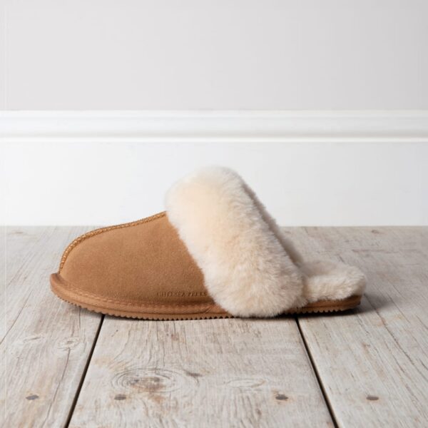 Chelsea Peers Women's Suede Sheepskin Dome Mule Slippers - Tan, Tan,Grey