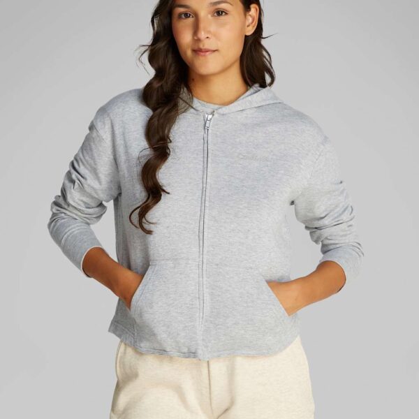 Calvin Klein Women's Modern Terry Cotton Rich Zip Lounge Hoodie - Grey, Grey,Black