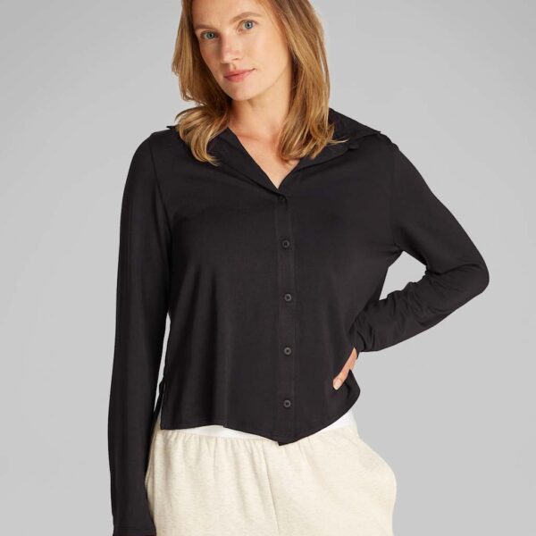Calvin Klein Women's Ultra Soft Modal Modal Rich Lounge Shirt - Black, Black