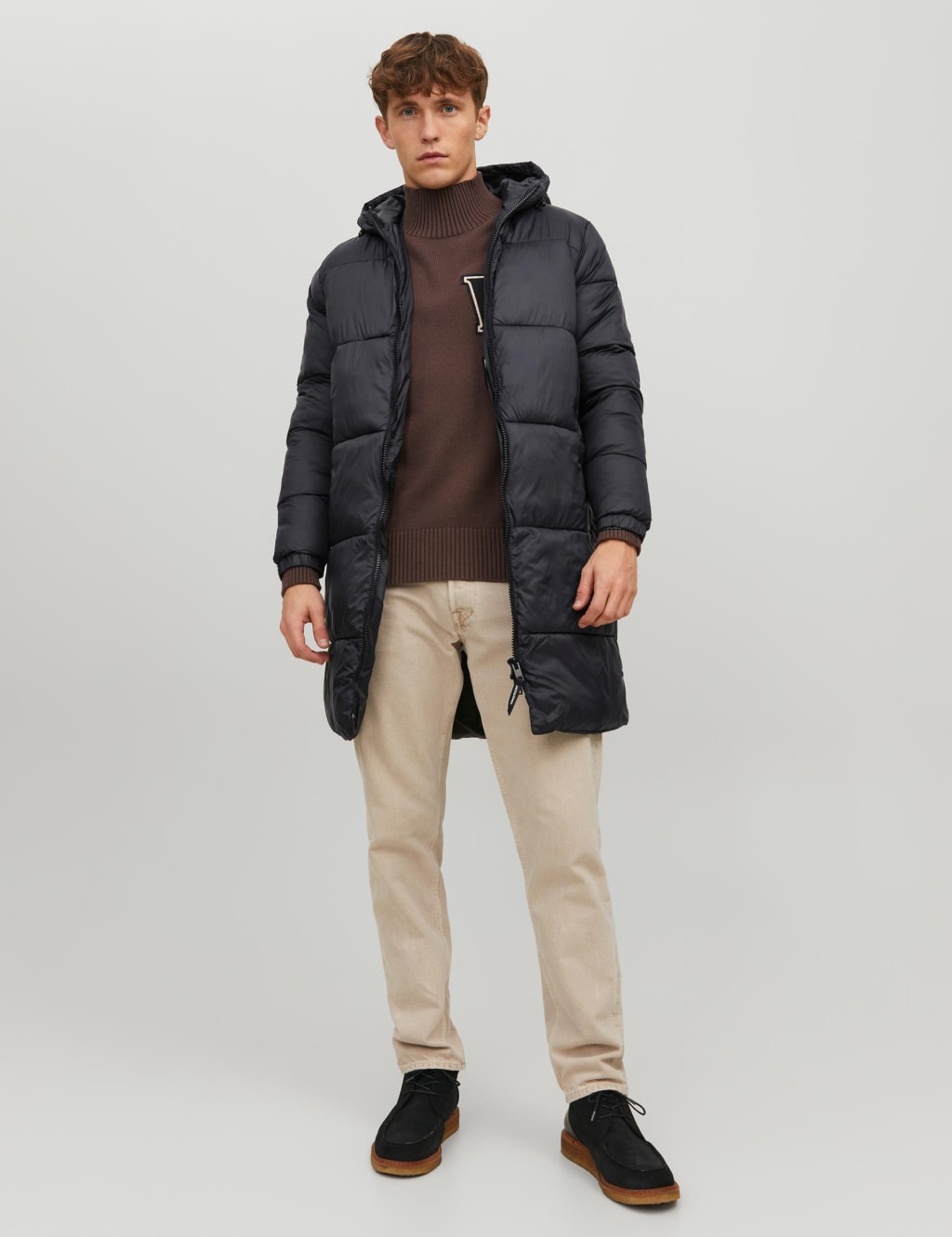 Jack & Jones Men's Hooded Padded Puffer Jacket - S - Black, Black