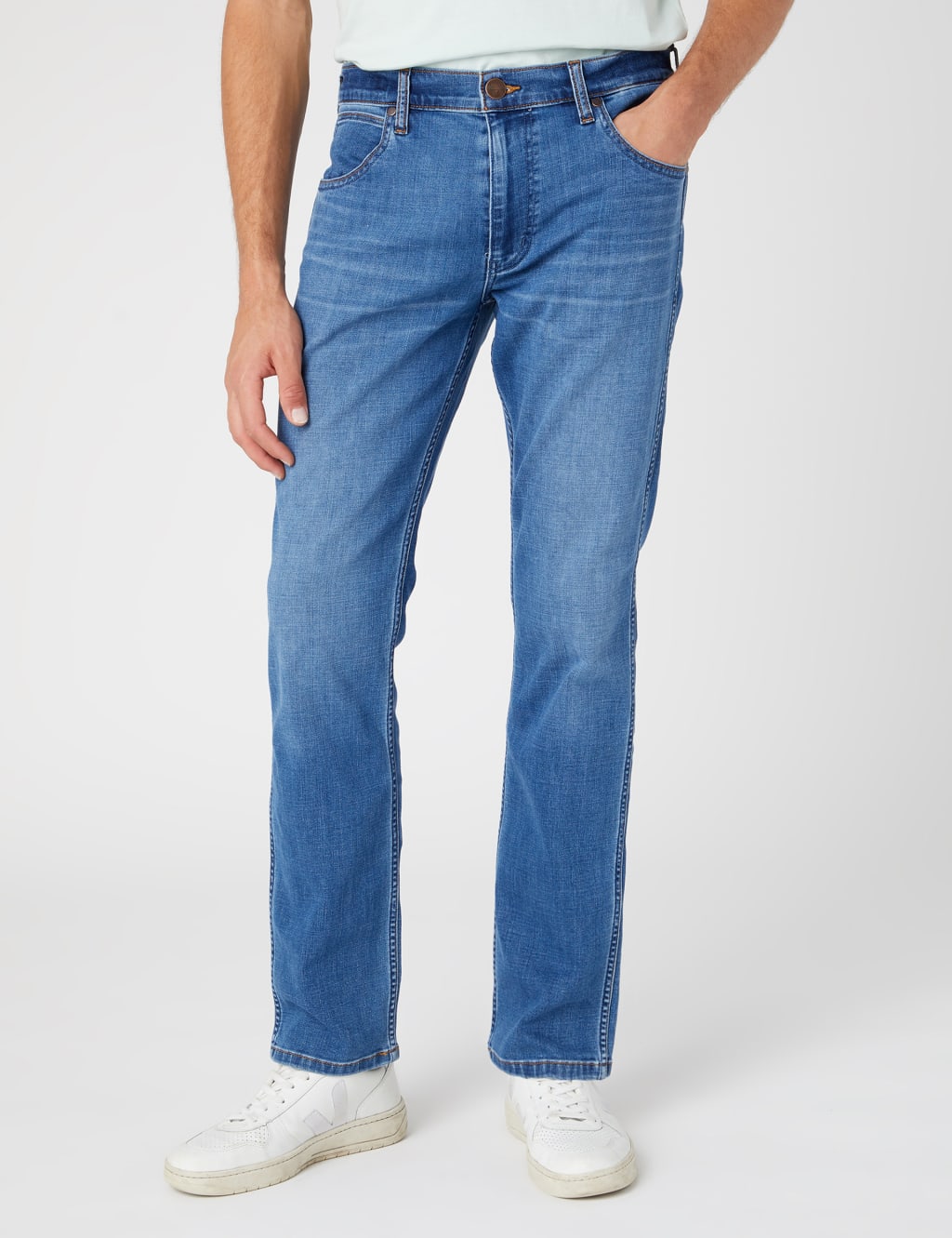 Wrangler Men's Regular Fit Cotton Rich 5 Pocket Jeans - 30/34 - Blue Denim, Blue Denim