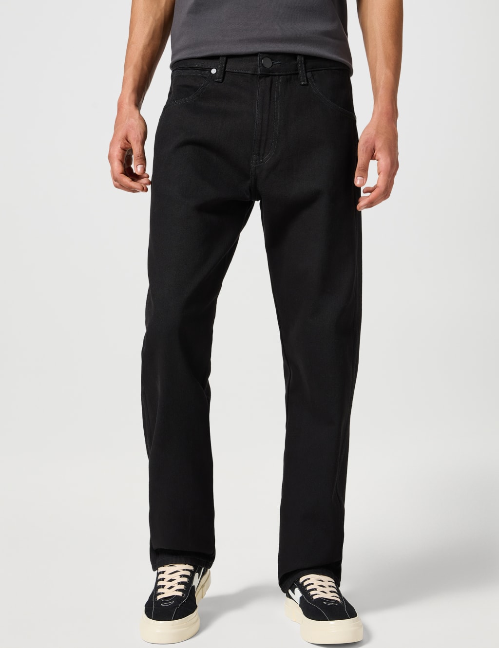 Wrangler Men's Straight Fit Pure Cotton 5 Pocket Jeans - 30-32 - Black, Black