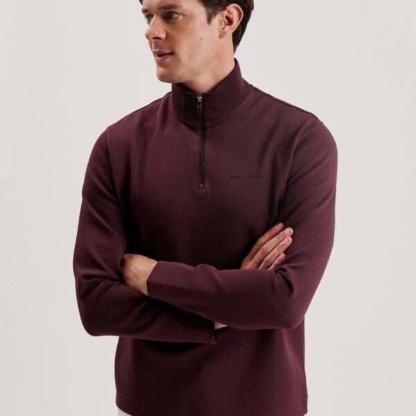 Ted Baker Men's Cotton Rich Funnel Neck Half Zip Top - XL - Red, Red