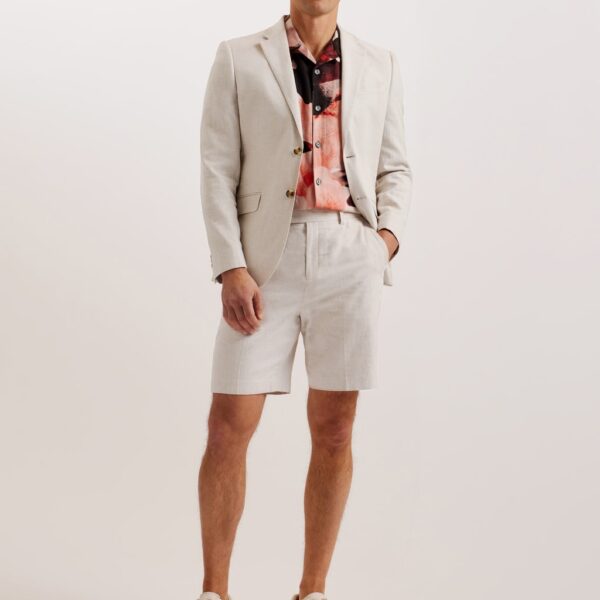 Ted Baker Men's Linen Rich Chino Shorts - 38REG - Stone, Stone,Pink,Light Blue,Green