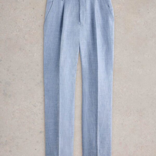 White Stuff Men's Regular Fit Pure Linen Trousers - 34REG - Blue, Blue