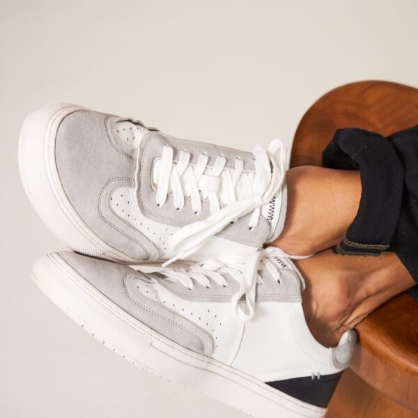 White Stuff Men's Leather Lace Up Trainers - 9 - White Mix, White Mix