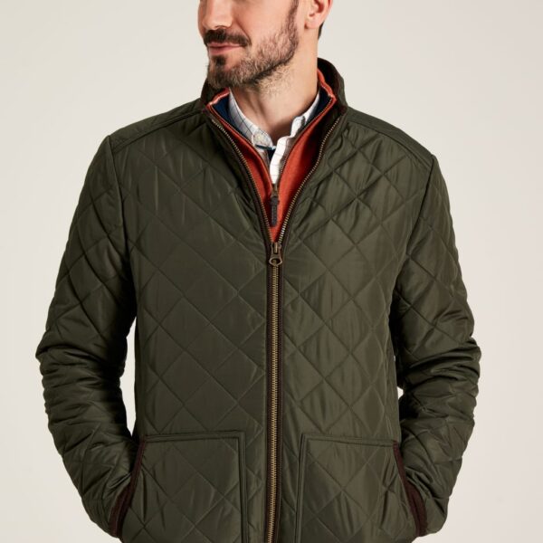 Joules Men's Pure Cotton Quilted Jacket - S - Green, Green,Navy