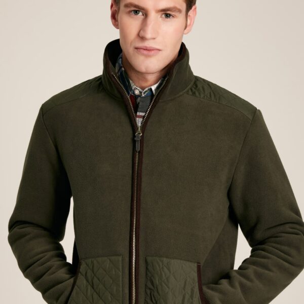 Joules Men's Fleece Funnel Neck Zip Up Jacket - M - Green, Navy,Green
