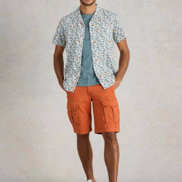 White Stuff Men's Pure Cotton Cargo Shorts - 36REG - Orange, Orange,Natural