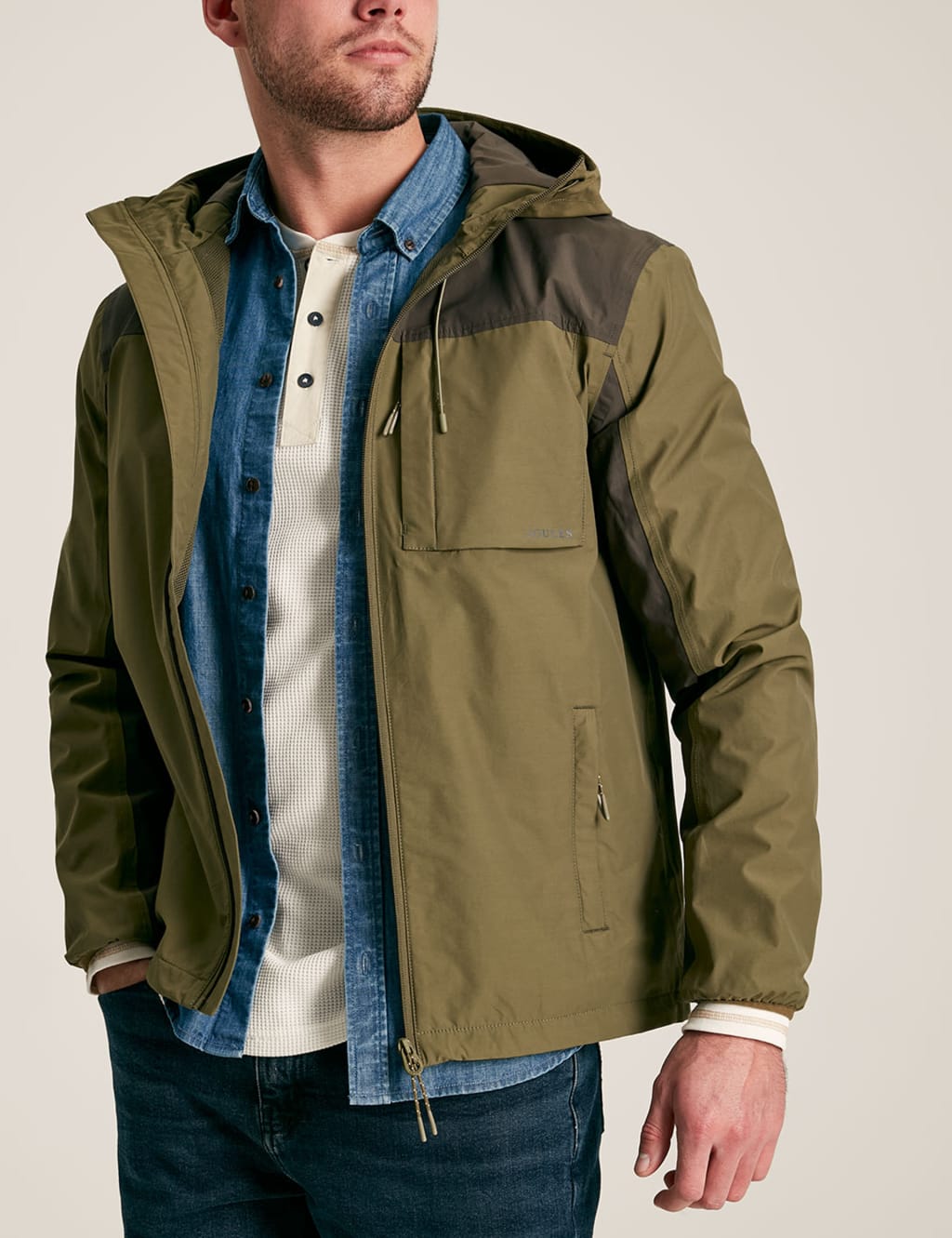 Joules Men's Cotton Blend Padded Anorak - M - Green, Green,Navy,Orange