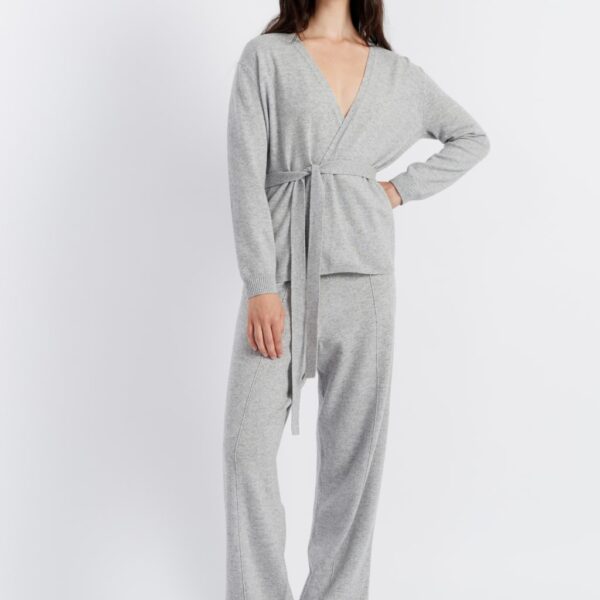 Chinti & Parker Women's Wool Rich Wrap Cardigan with Cashmere - Light Grey, Light Grey,Oatmeal