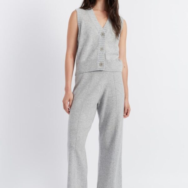 Chinti & Parker Women's Wool Rich Knitted Waistcoat with Cashmere - Light Grey, Light Grey,Black