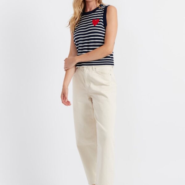 Chinti & Parker Women's Pure Merino Wool Striped Knitted Vest - Cream Mix, Cream Mix