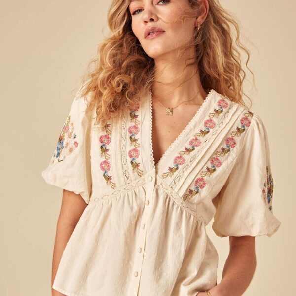 Nobody's Child X Elizabeth Scarlett Women's Pure Cotton Embroidered Top - 10 - White, White